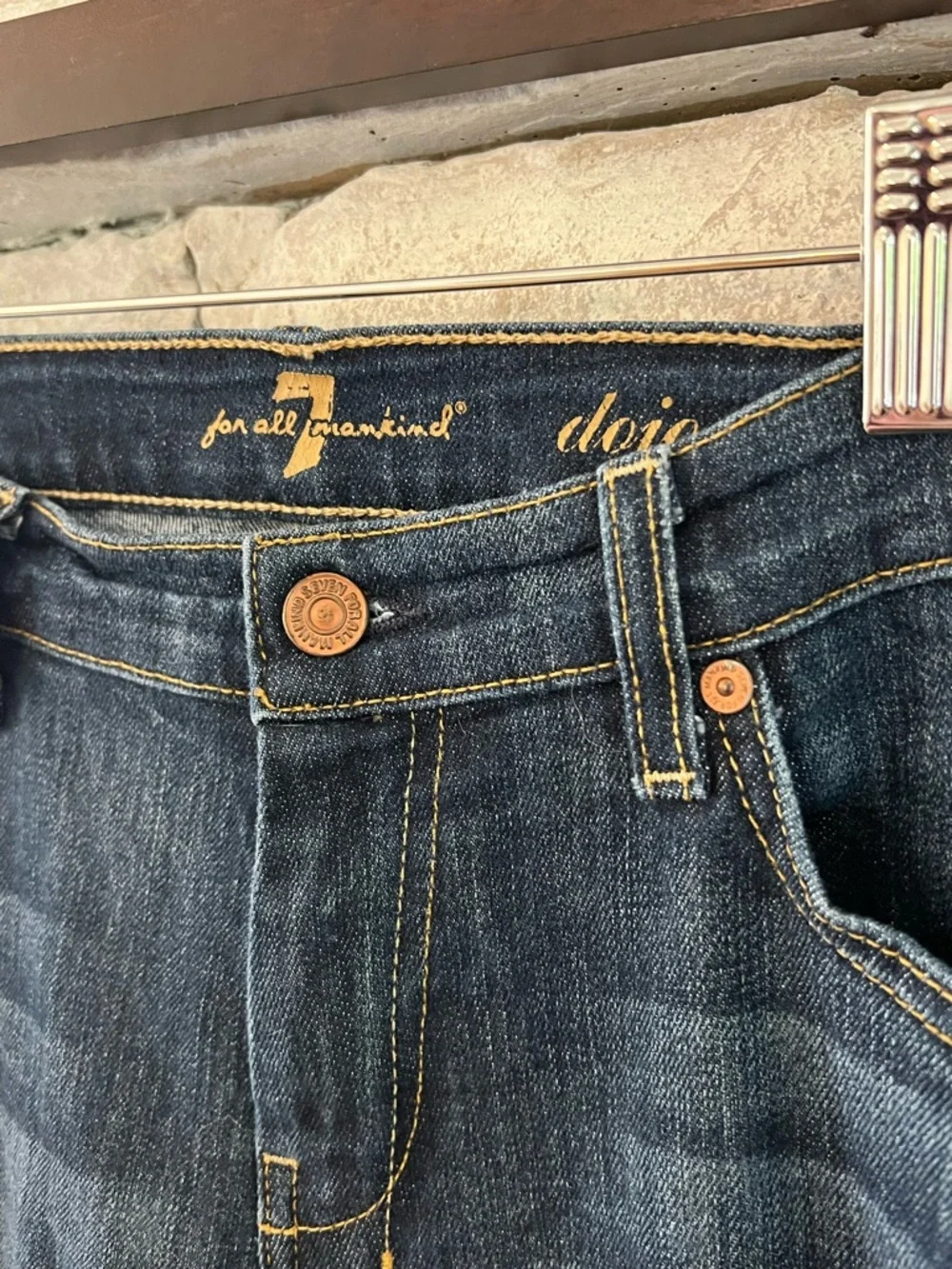 7 For All Mankind Dojo Dark Blue Jeans Size 32 - Picture 3 of 8